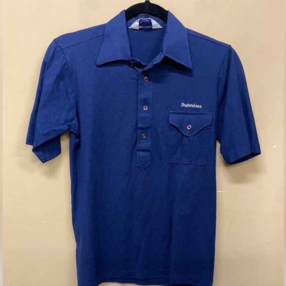 Vintage Budweiser Blue Polo Shirt Size Small - Picture 1 of 6